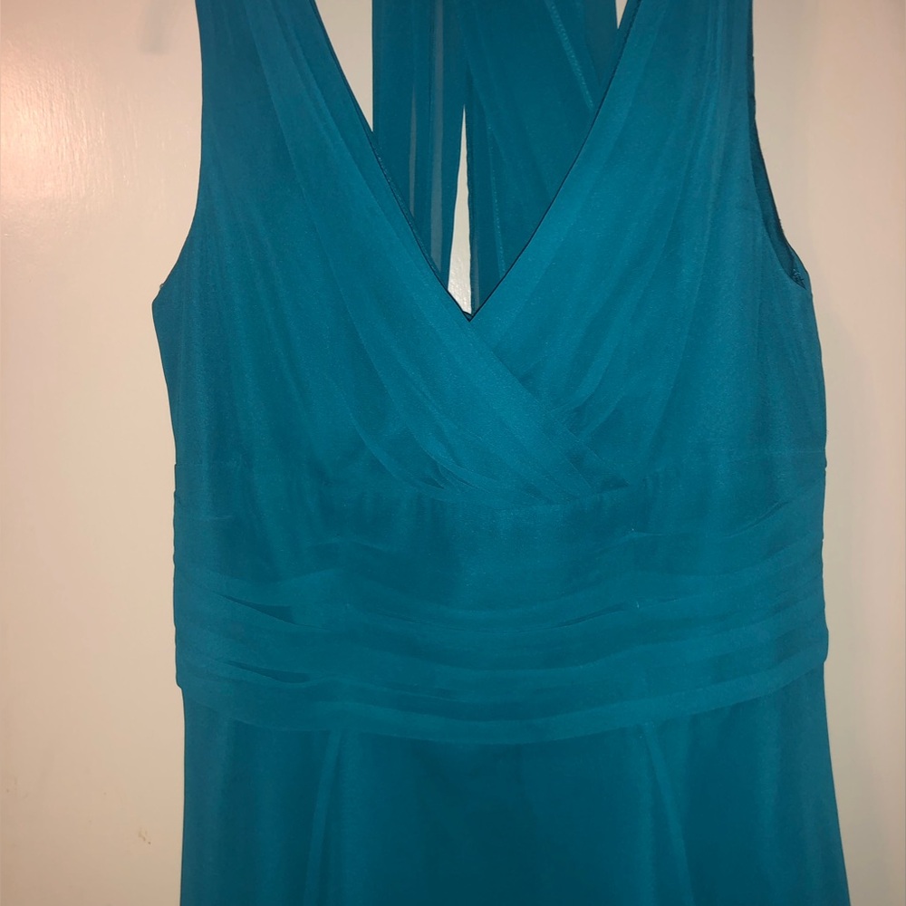 Formal Gown, Elegant Oasis Teal sleeveless dress by David's Bridal Studios